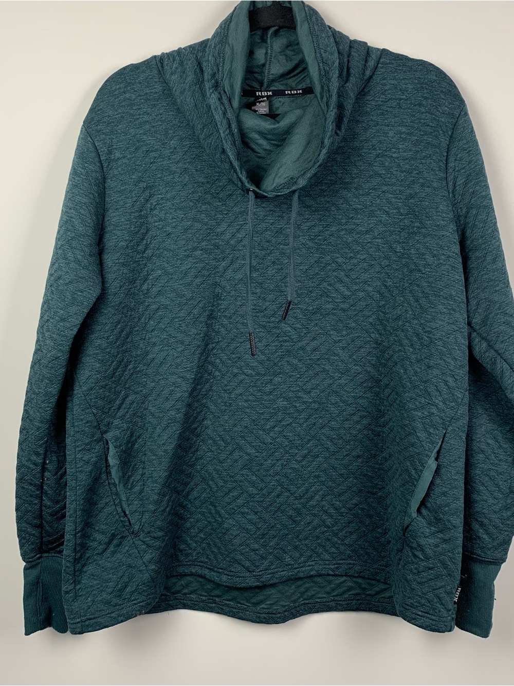 Quilted Teal Cowl Neck Sweater